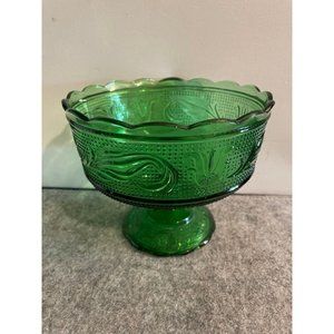 E.O. Brody Vintage Emerald Green Pedestal Compote/Candy Dish Bowl  #890